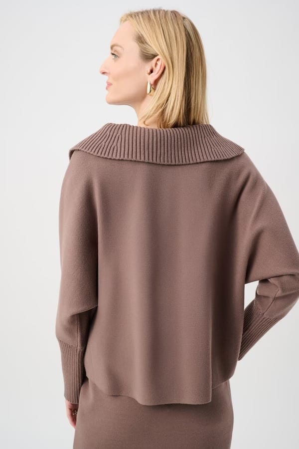 PULL FERMETURE A BOUTONS AMPLE MARRON – Image 2