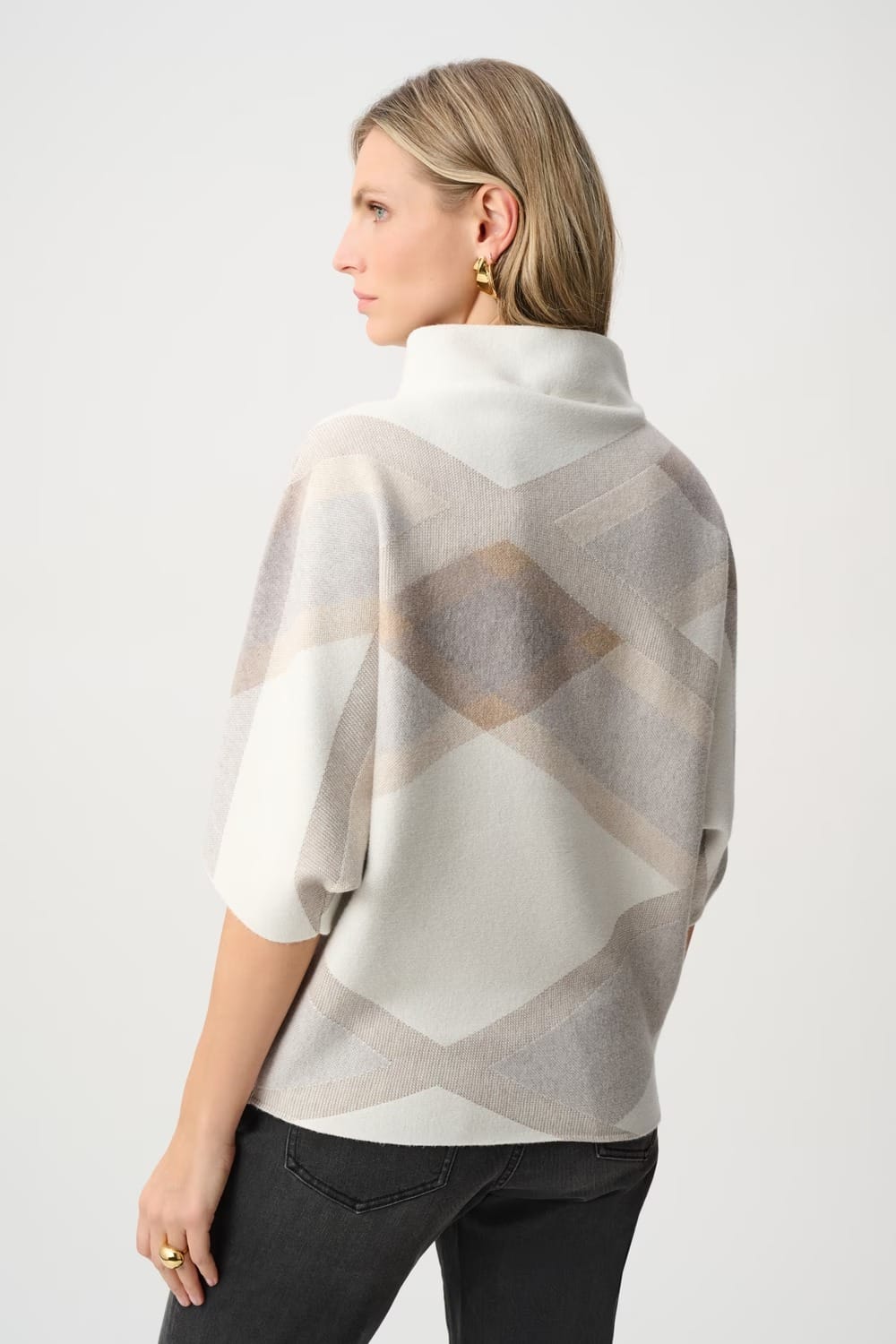 PONCHO A COL BENITIER GEOMETRIQUE – Image 2
