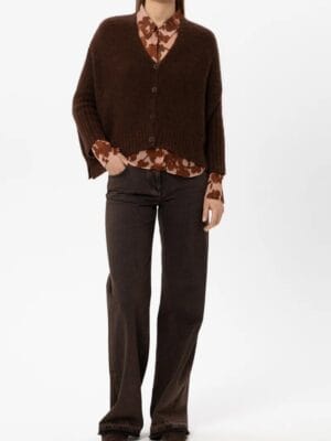 GILET CAPE EN MELANGE ALPAGA MARRON