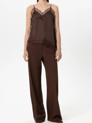TOP LINGERIE EN SATIN MARRON
