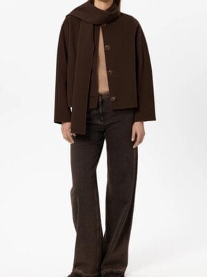 VESTE DOUBLE FACE AVEC ECHARPE MARRON