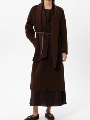 MANTEAU DOUBLE FACE AVEC ECHARPE MARRON