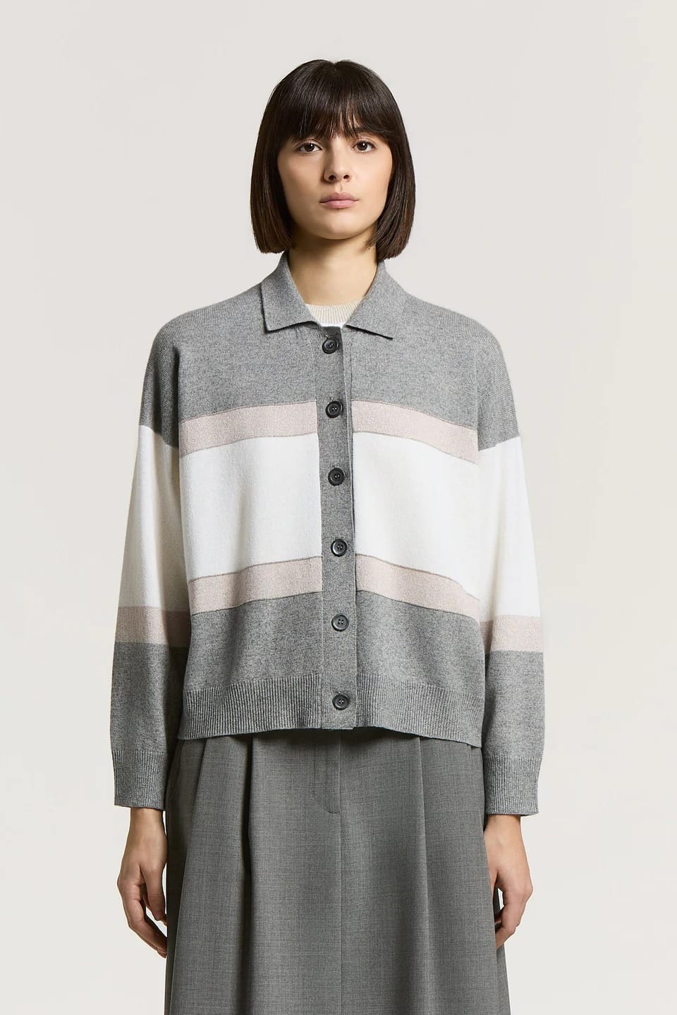 GILET EN LAINE SOIE CACHEMIRE ET LUREX