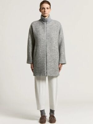 MANTEAU EN LAINE ET ALPAGA GRIS