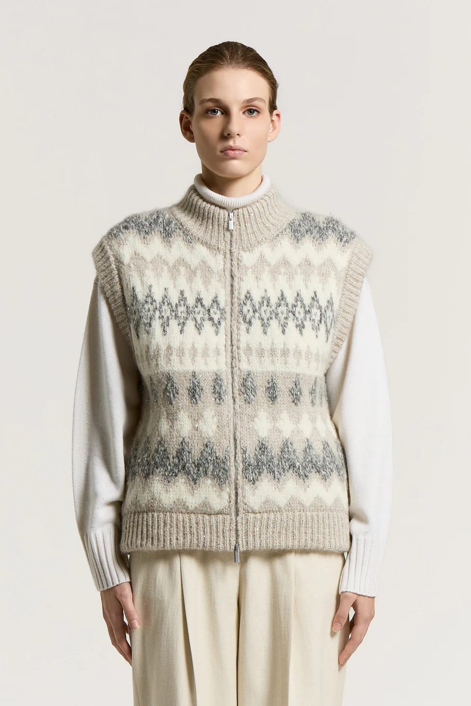 GILET EN LAINE CACHEMIRE ET MOHAIR