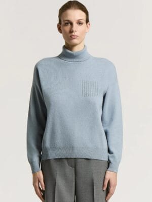 PULL EN LAINE VIERGE SOIE ET CACHEMIRE MARINE