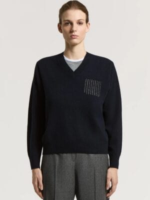 PULL EN LAINE SOIE ET CACHEMIRE MARINE