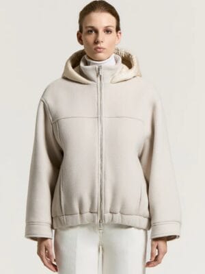 BLOUSON EN CACHEMRIE ET LAINE MELANGE MARINE