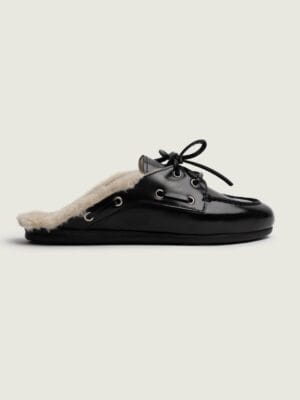 MOCASSINS BATEAU EN FOURRURE NOIR