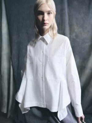 CHEMISE OXFORD ASYMETRIQUE A GODETS BLANCHE