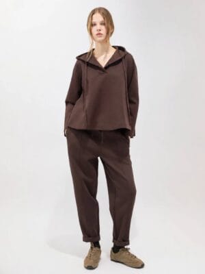 PANTALON DE JOGGING EN NEOPRENE MARRON