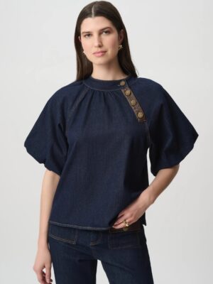 HAUT EN DENIM FEATHERWEAVE A MANCHES BALLON