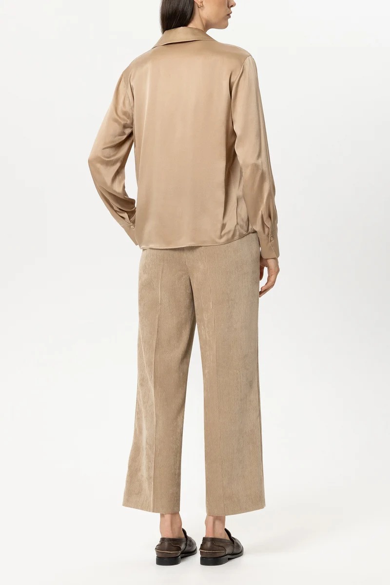PANTALON LARGE EN VELOURS COTELE CARAMEL – Image 3