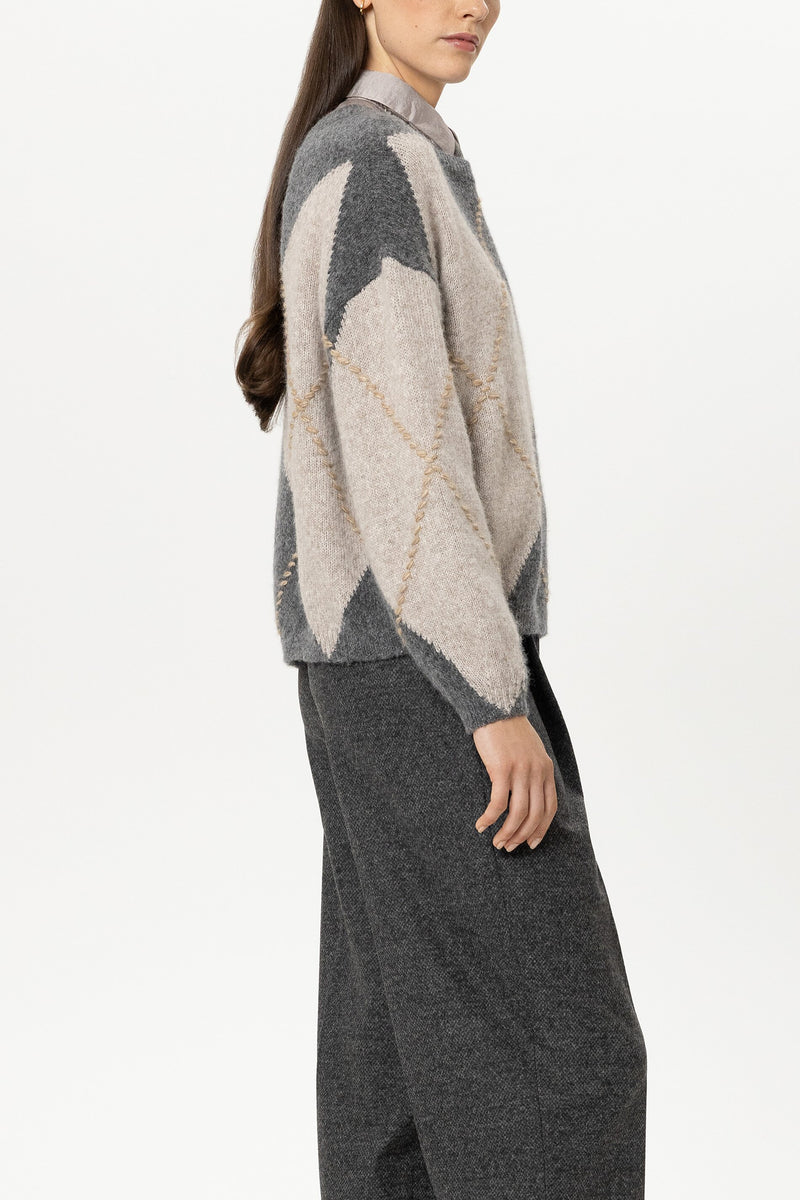 PULL EN MELANGE D'ALPAGA A MOTIF – Image 2