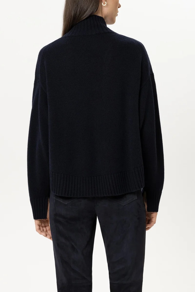 PULL COL ROULE EN MELANGE DE LAINE MARINE – Image 3