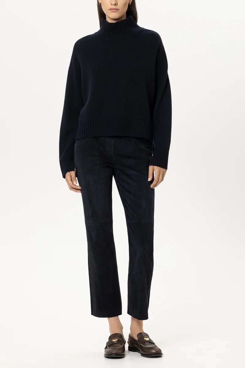 PULL COL ROULE EN MELANGE DE LAINE MARINE