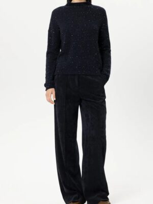 PANTALON LARGE EN VELOURS COTELE MARINE