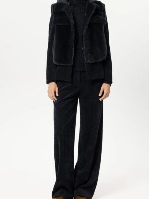 GILET EN IMITATION FOURRURE MARINE