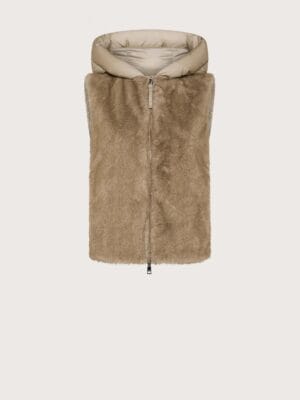 GILET EN FAUSSE FOURRURE DE VISON MARRON