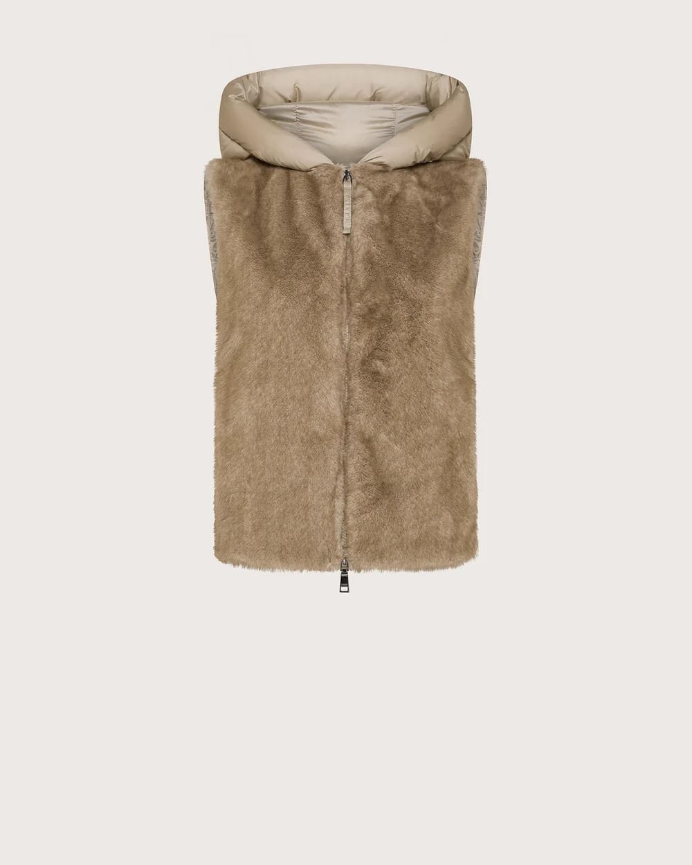 GILET EN FAUSSE FOURRURE DE VISON MARRON