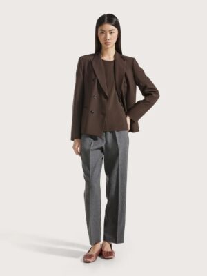 HAUT A MANCHES LONGUES JERSEY ET SOIE MARRON