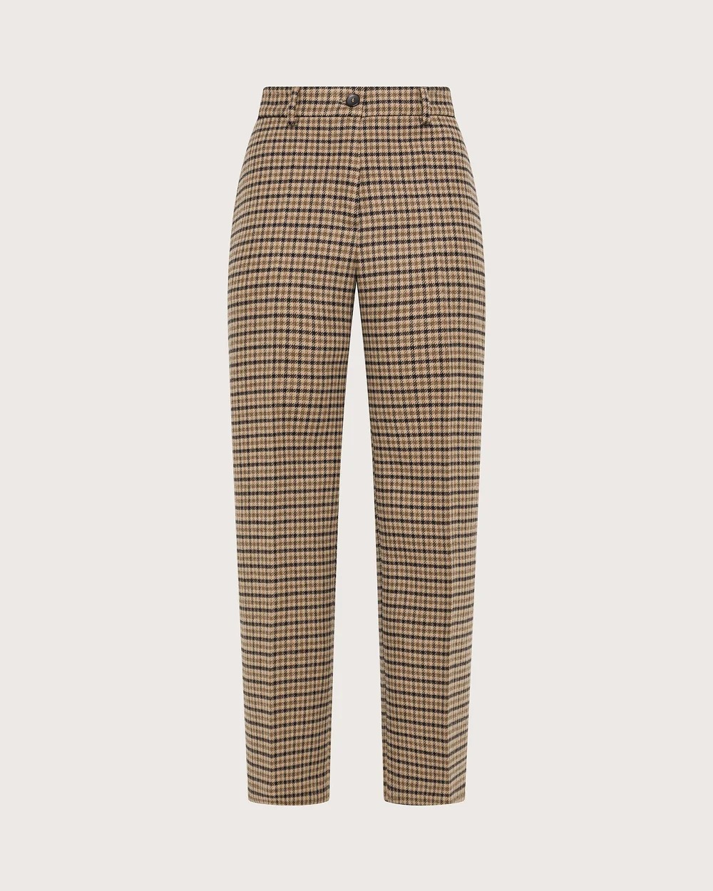 PANTALON DROIT A CARREAUX EN LAINE MELANGEE