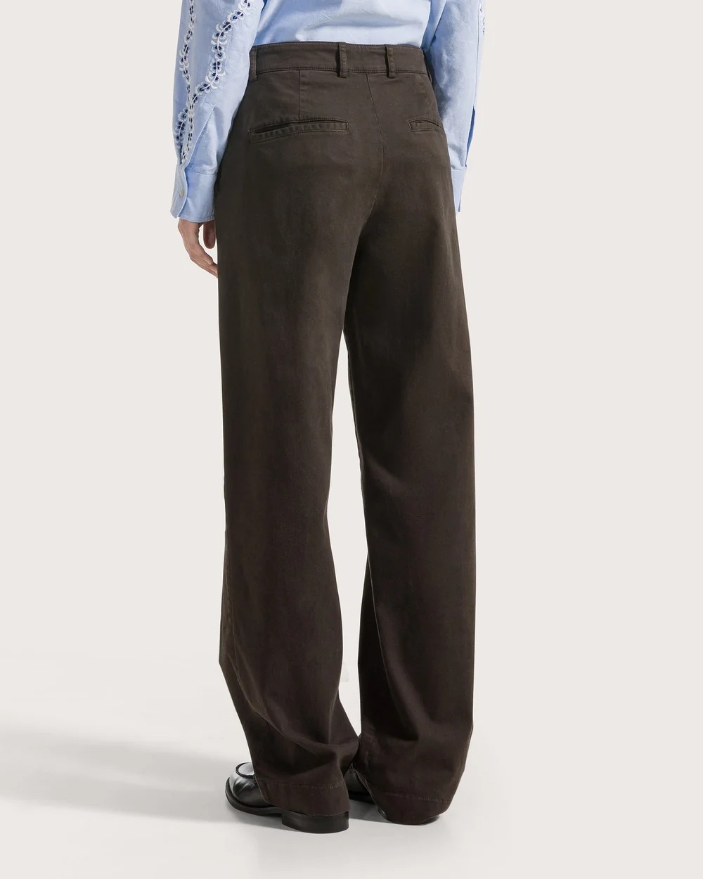 PANTALON DROIT EN GABARDINE MARRON – Image 3