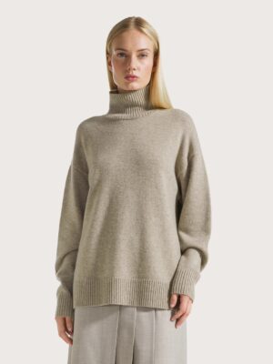 PULL A COL ROULE EN LAINE ET CACHEMIRE MARINE