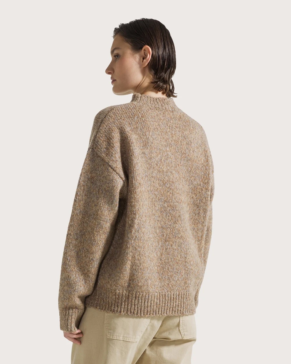 PULL EN LAINE MOULINE MARRON – Image 3