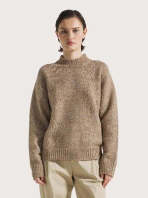 PULL EN LAINE MOULINE MARRON