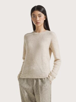 PULL EN MELANGE D'ALPAGA ECRU