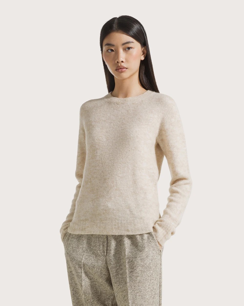 PULL EN MELANGE D'ALPAGA ECRU
