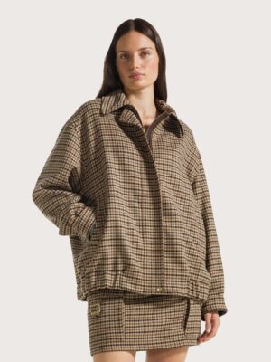BLOUSON AVIATEUR EN LAINE MELANGEE