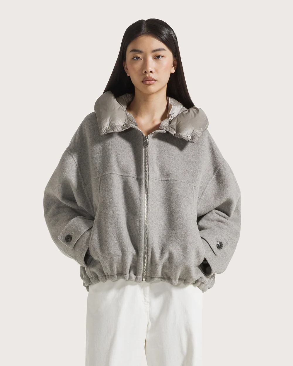 MANTEAU COURT A CAPUCHE AMOVIBLE MARINE – Image 2