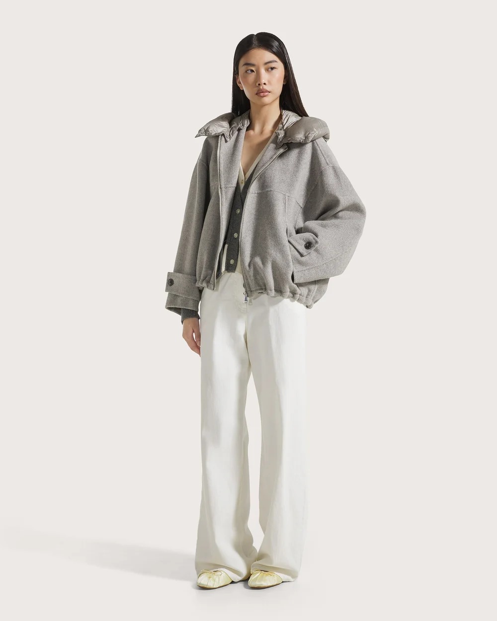 MANTEAU COURT A CAPUCHE AMOVIBLE MARINE