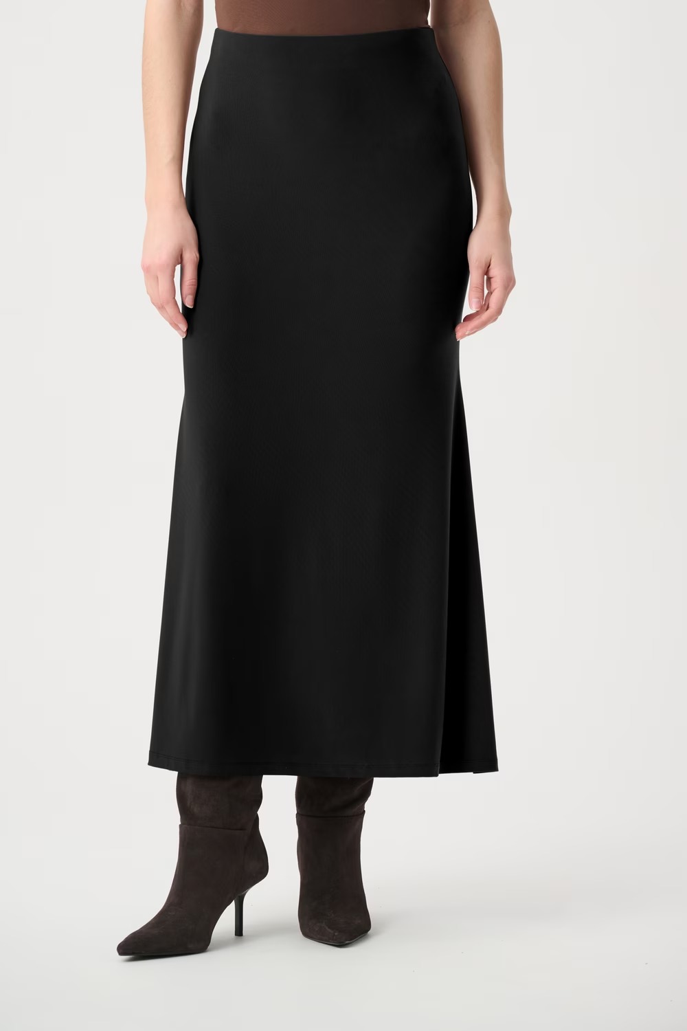 JUPE EVASEE TAILLE HAUTE MARRON